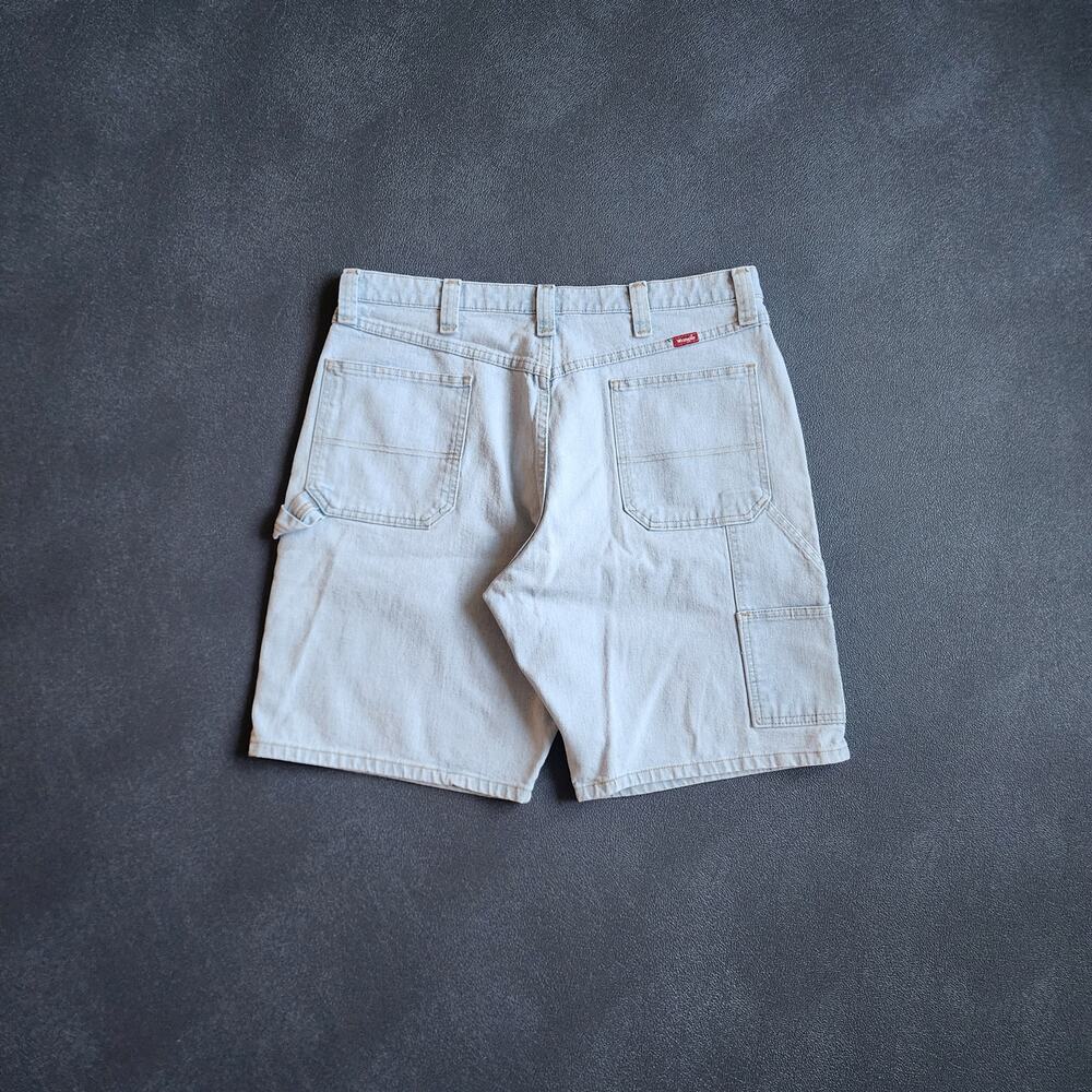 Vintage Y2K Wrangler Light Blue Denim Carpenter Dungaree Jean Shorts 36